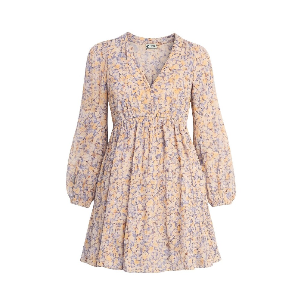 Billabong Floral Mini Dress Women’s Large Boho Long Sleeve V-Neck Flowy